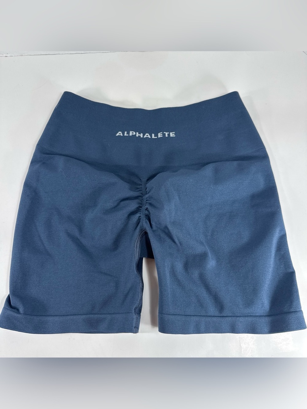 Alphalete Navy High-Rise Scrunch Bike Shorts